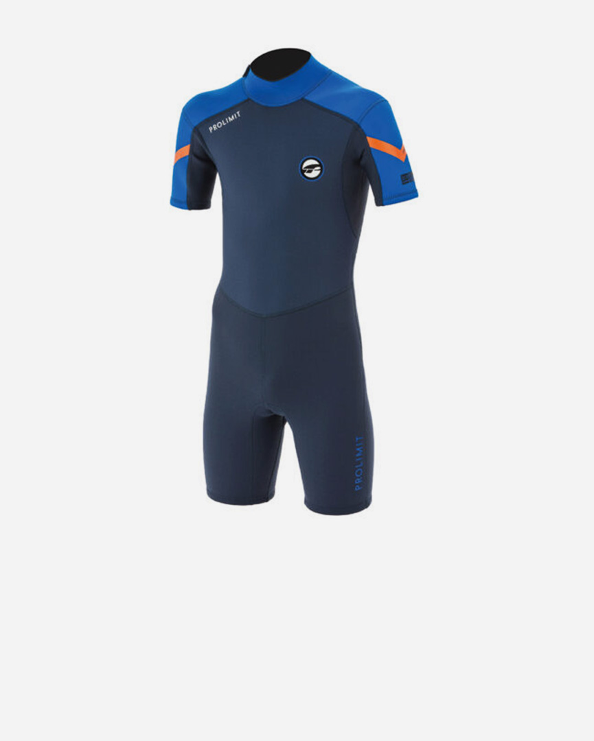 Prolimit Muta Bifoderata Grommet Shorty 2/2 Zip Posteriore Bambino Ragazzo Blu Grigio