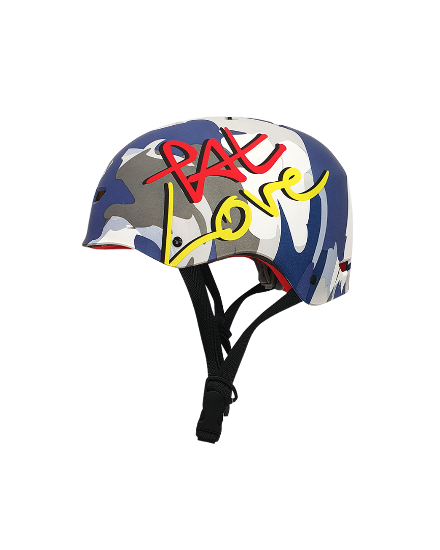 Pat love Casco Camuflage Blu Bianco Regolabile